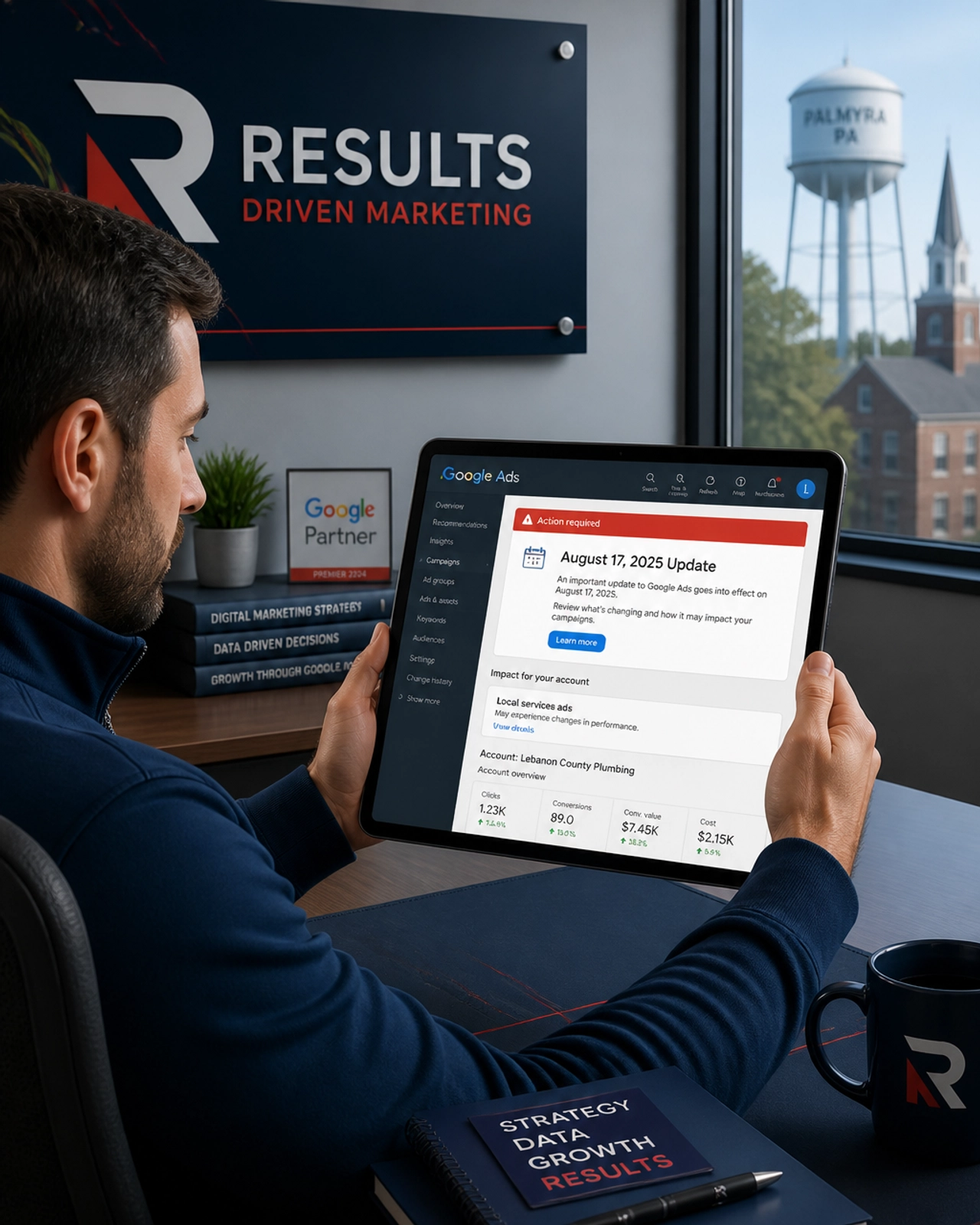 Premier Marketing Group Specialist auditing a Google Ads account for a Lebanon County business