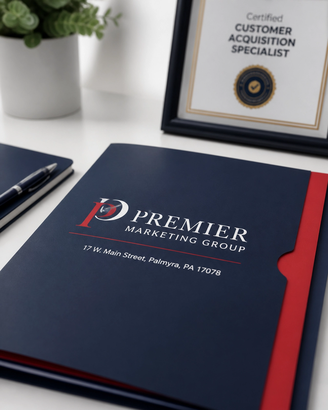 Professional Marketing Strategy folder for Premier Marketing Group in Palmyra, PA